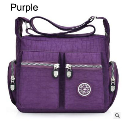 Waterdichte Nylon Vrouwen Messenger Bags Casual Clutch Carteira Vintage Zwervers Dames Handtas Vrouwelijke Crossbody Tassen Schoudertassen: Purple