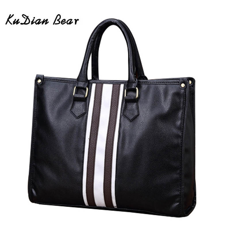 KUDIAN BÄR Männer Aktentasche PU Leder Männer Taschen Business Männlichen Aktentaschen Zipper Büro Handtaschen BIG011 PM49