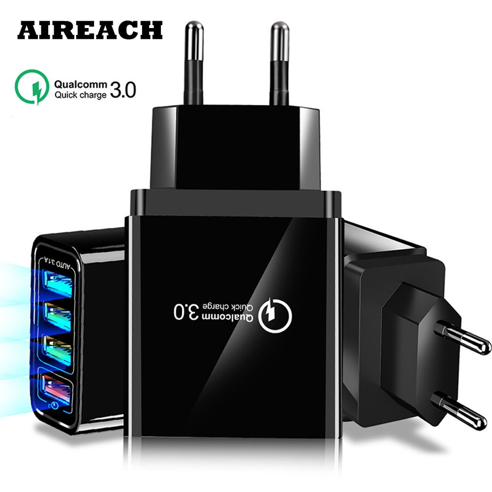 AIREACH 18W charger 4USB Reizen Mobiele Telefoon Oplader Standaard EU US Plug Mobiele Telefoon Fast charger opladen voor Samsug s8 S9