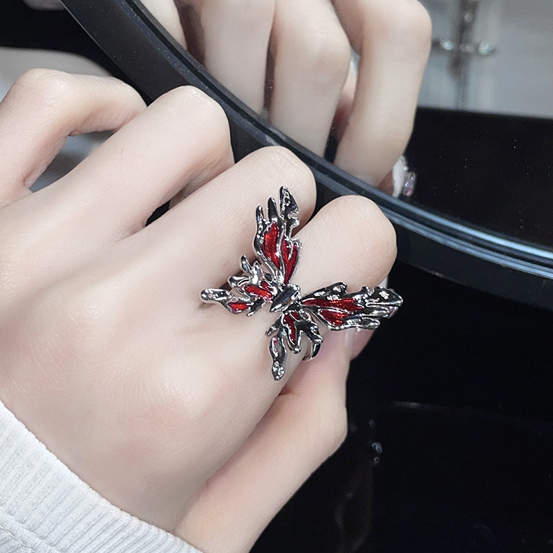 Kpop gotisch Ästhetische Metall Dornen Liebe Herz Punk Offenen Ring Für Frauen Mädchen Jahrgang-Schmuck Y2K EMO Grunge Zubehör
