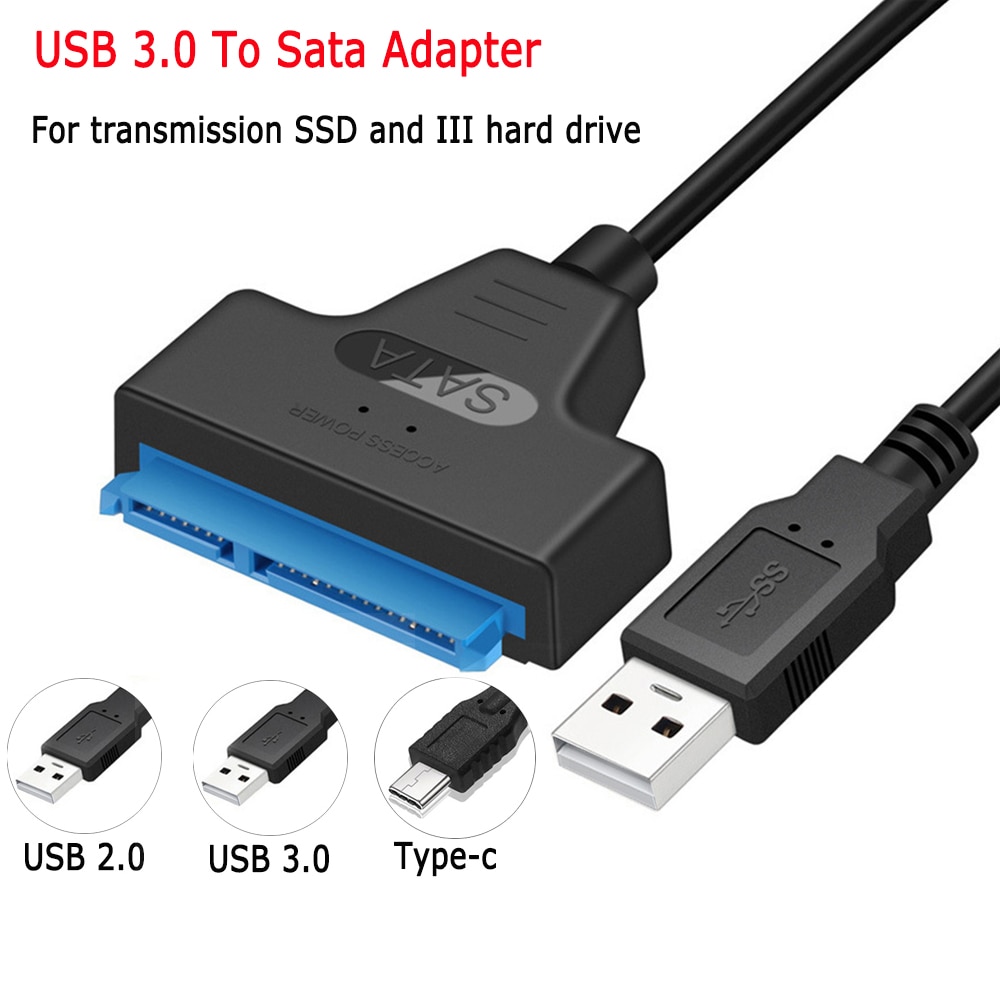 SATA to USB Adapter SATA 3 Cable support 6Gbps for 2.5 Inches External SSD HDD Hard Drive 22 Pin Sata III Cable,USB 2.0/3.0,20cm