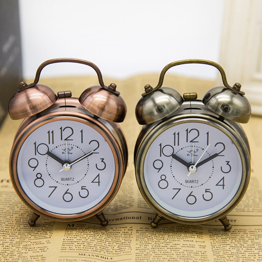 3 Inch Classical Alarm Clock Vintage Retro Silent Pointer Clocks Loud Alarm Clock with Dual Bell Night Light Bedside Bedroom
