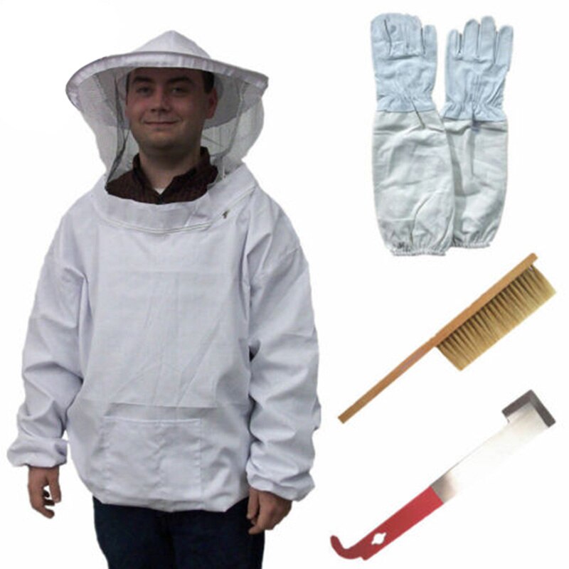 4 In 1 Beekeeping Protective Equipment Set Bee Keeping Suit Hat Gloves Tools Kit FPing