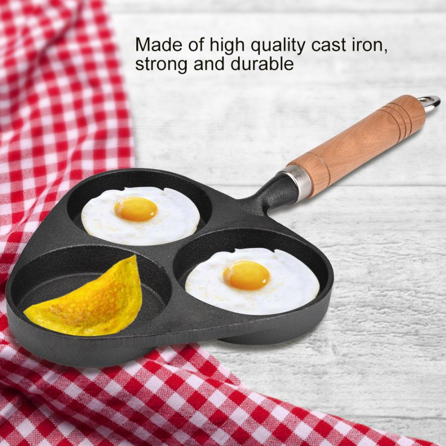 3 huller grillpander omelet stegepande husholdningsstøbejern stegt æg bøf hamburg dumplings pot mini-enhed