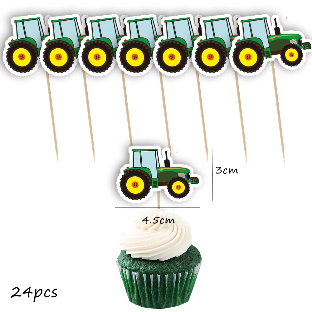 Tractor agrícola serie de vehículos, adornos para pasteles, pancartas de papel para Tractor de tierras agrícolas de niño, decoración para de cumpleaños, envoltura artesanal