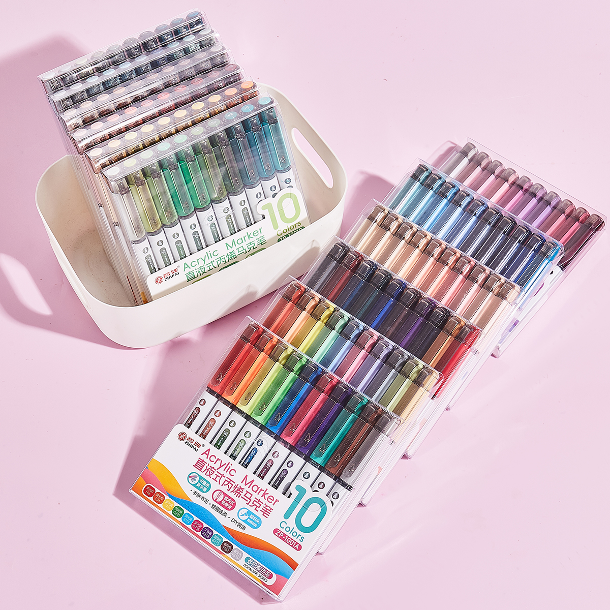 10pcs/Box Mix Color Acrylic Markers Set Art Rock Painting Pens Kids Graffiti For Stone Glass Book Shoes DIY Craft Supplies