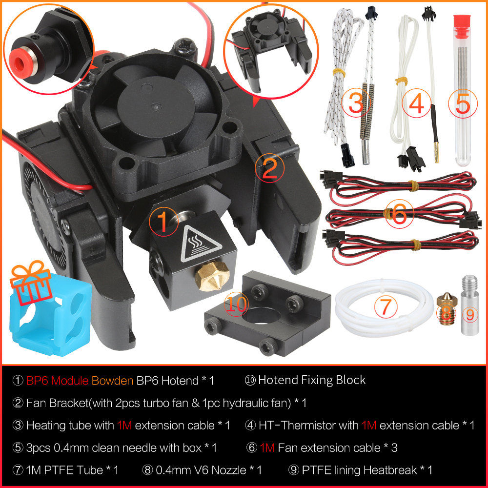 Kit de impresora 3D 3DSWAY E3D V6 Hotend, extrusora Bowden Direct, con control remoto de Metal, ventilador de refrigeración de volcán, accesorios PT100