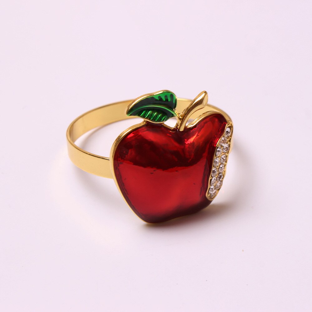 6 stück/einstellen weihnachtstischdekoration für Hotels und Gaststätten Ich bin westlichen stil: serviettenringe mit fruchtmotiv und tropfenmuster.