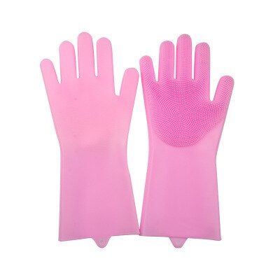 Dishwashing gloves kitchen cleaning gloves dishwasher multifunctional magic gloves household cleaning tools: Pink
