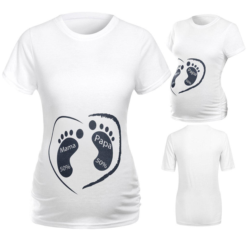 Camiseta con estampado de dibujos animados para premamá de manga corta, ropa de embarazo, cuello redondo, para embarazadas, 22019