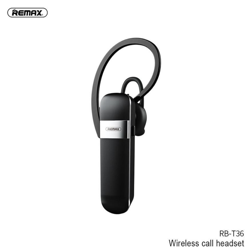RB-T36 Bluetooth 5.0 Unilateral Wireless Single Ear Hanging Headset PC+ABS HD Call HiFi Sound Earphone Noise Reduction Headphone: Black