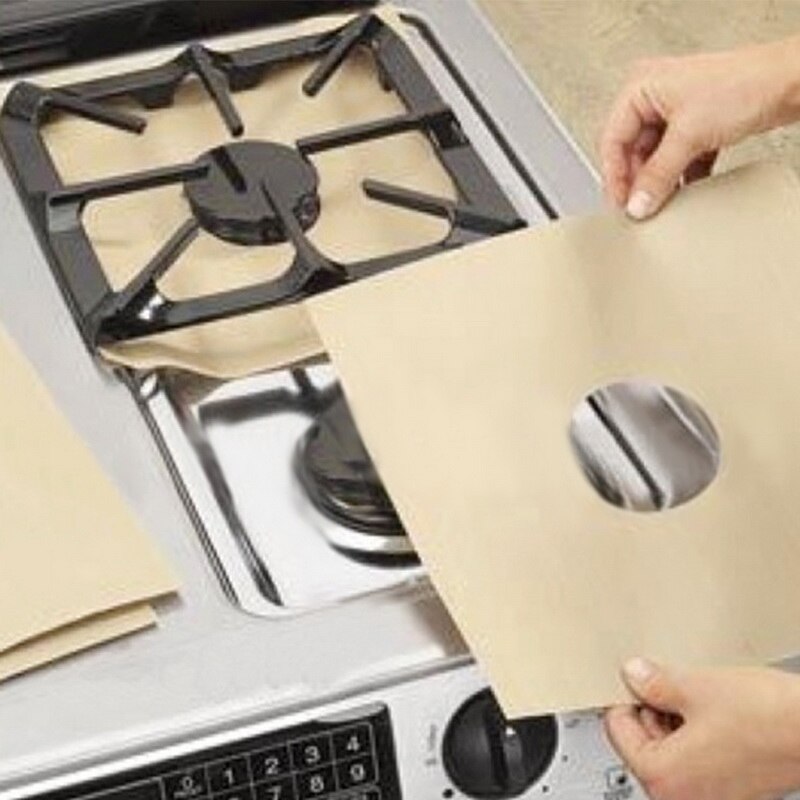 1/2/4Pc Kachel Protector Cover Liner Gasfornuis Protector Gasfornuis Kookplaat Brander Protector Keuken Accessoires mat Fornuis Cover: 4pcs Beige