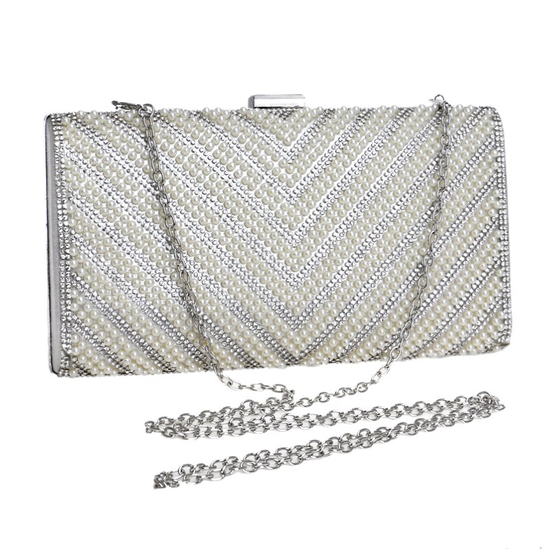 SEKUSA Perlen Frauen Messenger Handtaschen Diamanten Perle Kette Schulter Tag Kupplung Abend Taschen V Kristall Hochzeit Tasche
