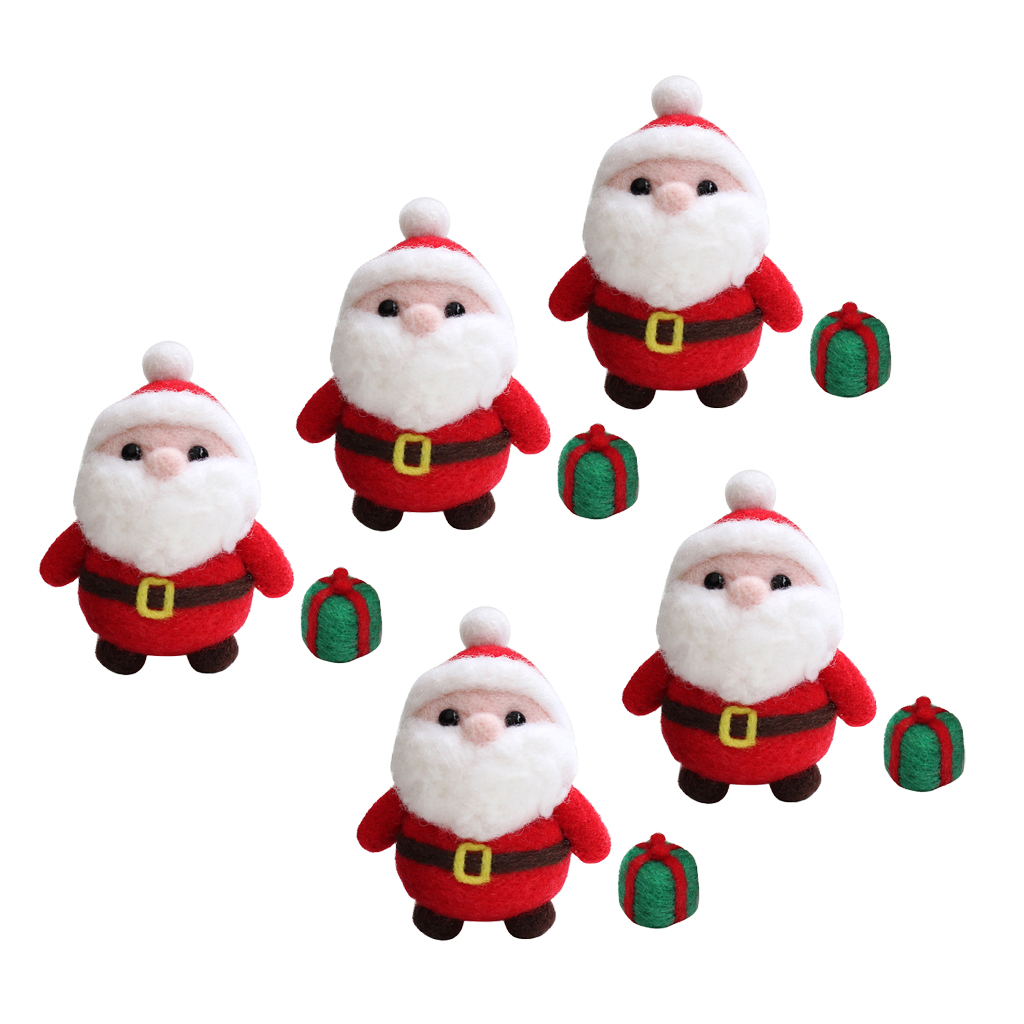 5 Sets Santa Claus With Box Wool Felt Craft DIY Non Finished Poked Set Handcraft Kit For Needle Material Bag Pack