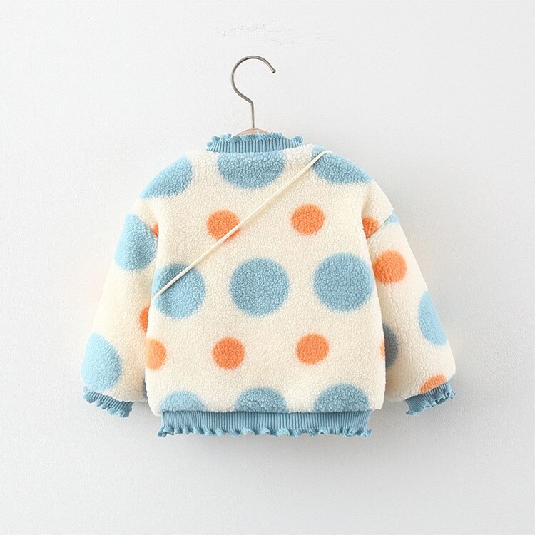 Veste d'hiver en velours pour enfant, pull à pois, jolie veste d'hiver en velours, garde au , hauts pour petite fille, à la et à volants