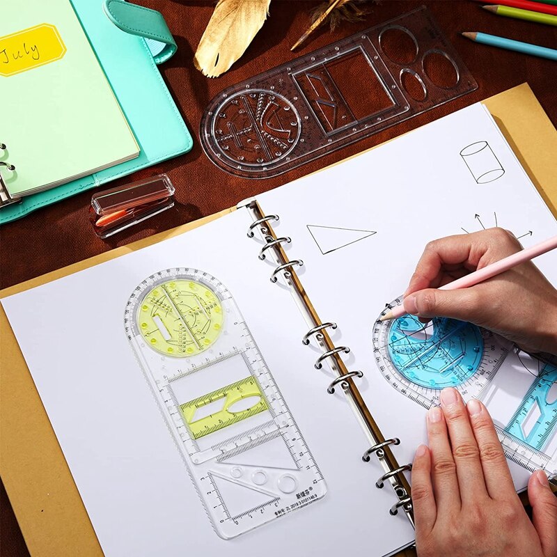 3 Pieces Multifunctional Geometric Ruler Mathematics Drawing Ruler Measuring Tool Geometric Measuring Draft Rulers