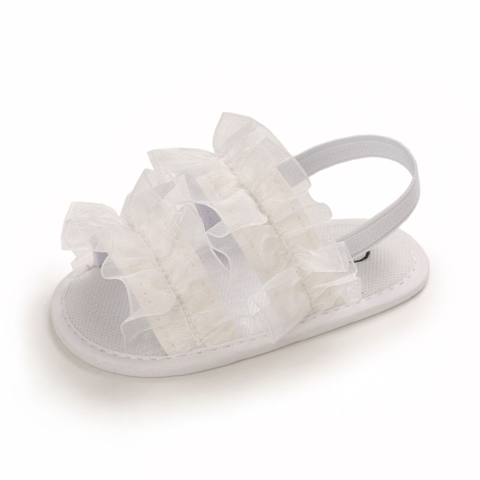 Baby Meisjes Sandaal Mesh Kant Leuke Zomer Zachte Zool Ademende Platte Prinses Baby Antislip 0-12 maanden Babyschoenen: WHITE / 0-6 months