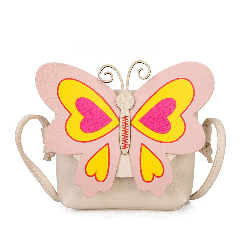 Jente mini bag søt 3d sommerfugl skulder messenger bag veske vanntett skinn jente crossbody vesker for barn: Hvit