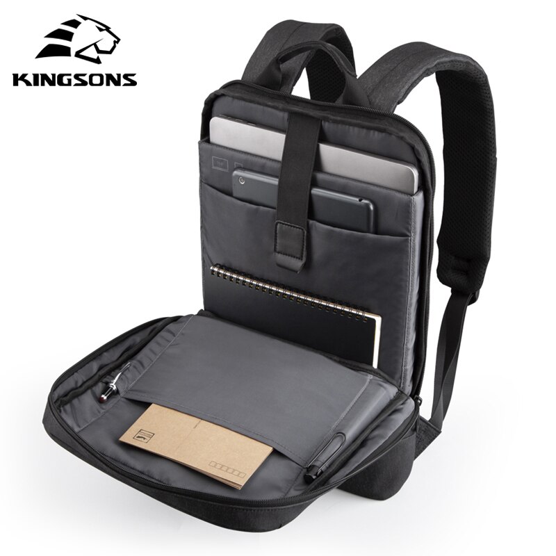 Kingsons-mochila para ordenador portátil de 15 pulgadas Unisex, nueva delgada, de negocios, BOLSA DE TRABAJO de oficina, ultraligera, color gris, con USB