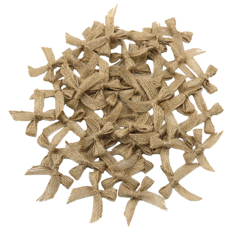 (50 stks/pak) 40*40mm Linnen Strik Natuurlijke Linnen Strikken Geschenkdoos Kleding Decoratie Accessoires Thuis Strikje Handgemaakte DIY