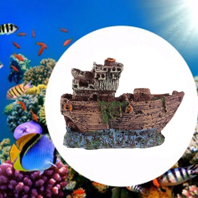 Aquarium ornament gezonken schip wrak boot aquarium grot decoratie onderwater hars