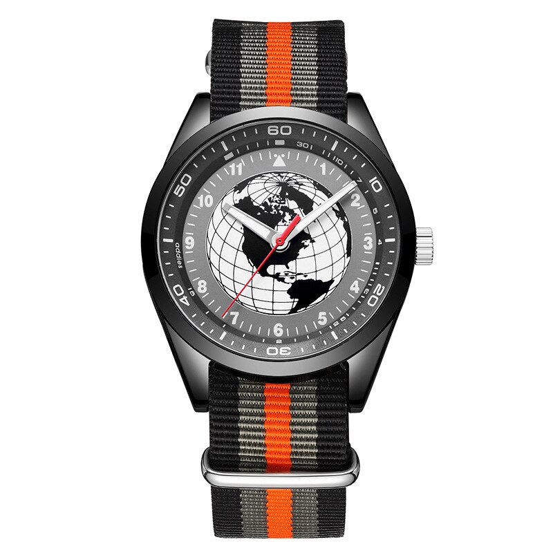 Addiesdive zegarek indywidualny modny styl Retro Pilot nylonowy pasek mineralny lustro stop 40mm Dial kwarcowy zegarek dla mężczyzn: Black synthesize