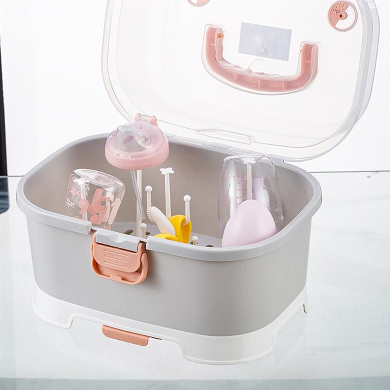 Portable Baby Milk Bottle Storage Box Drying Rack Plastic Tableware Dry Case Dustproof Feeding Storage Cupboards Container