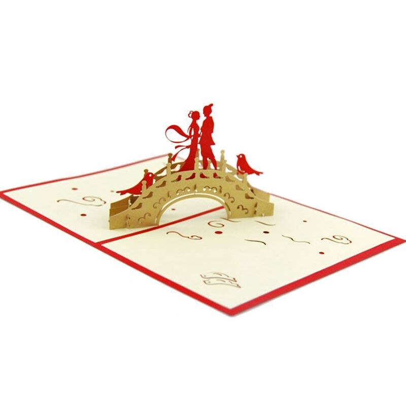 Papercraft Handmade 3D Up Greeting Cards for Valentines,Lovers,Couple's Happy Anniversary (pie Bridge Date)