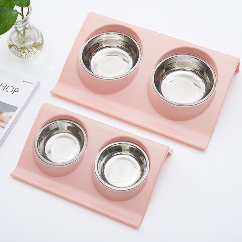 anti splash stainless steel pet bowl double bowl cat food basin dog product water basin rice basin anti overturning package