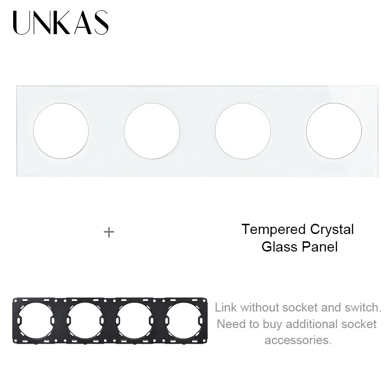 UNKAS Free Combination Single Gray Tempered Crystal Glass Panel Grey Modules DIY Matching For Wall Socket Switch: White 344 Panel