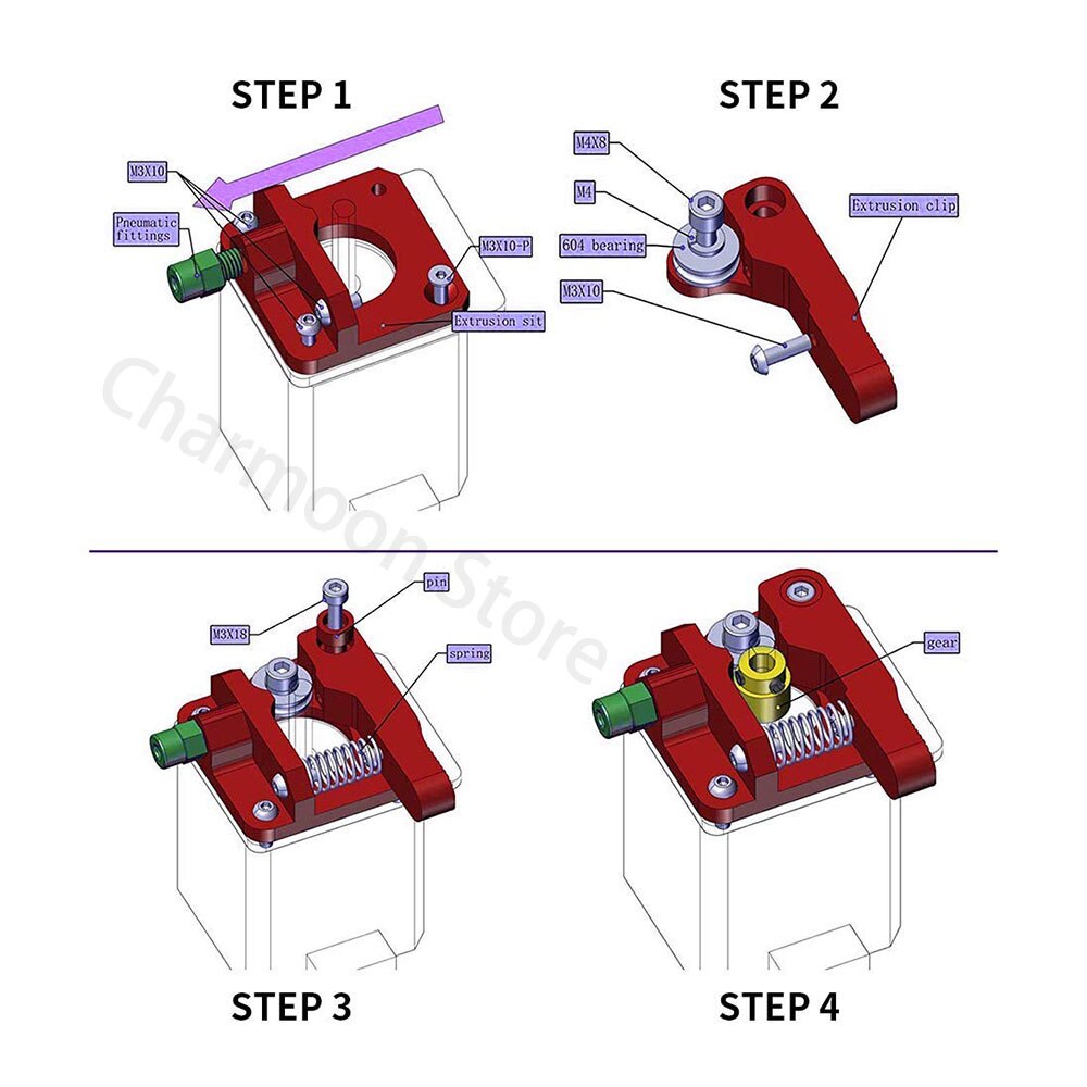 MK8 MK9 Red Extruder For 3D Printer Aluminum Block All Metal Bowden Exruder Kit Right Left Hand 1.75mm Filament CR-7 CR-10