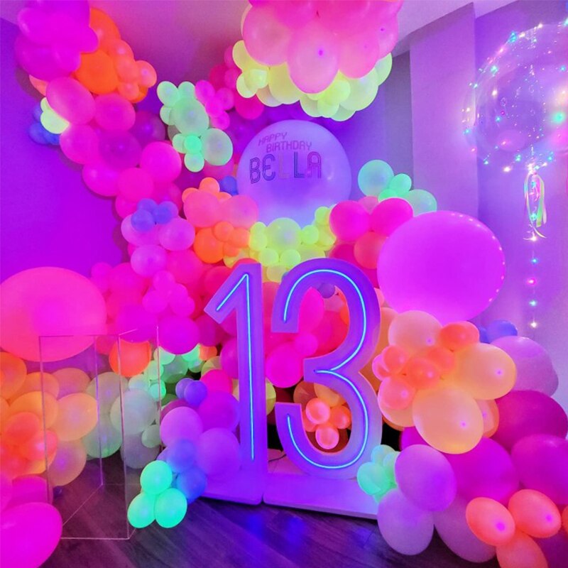 Globos de látex de neón para niños, globos mágicos fluorescentes de Color arcoíris, decoración para de cumpleaños y Baby Shower, 10/20/30 piezas, 10 pulgadas