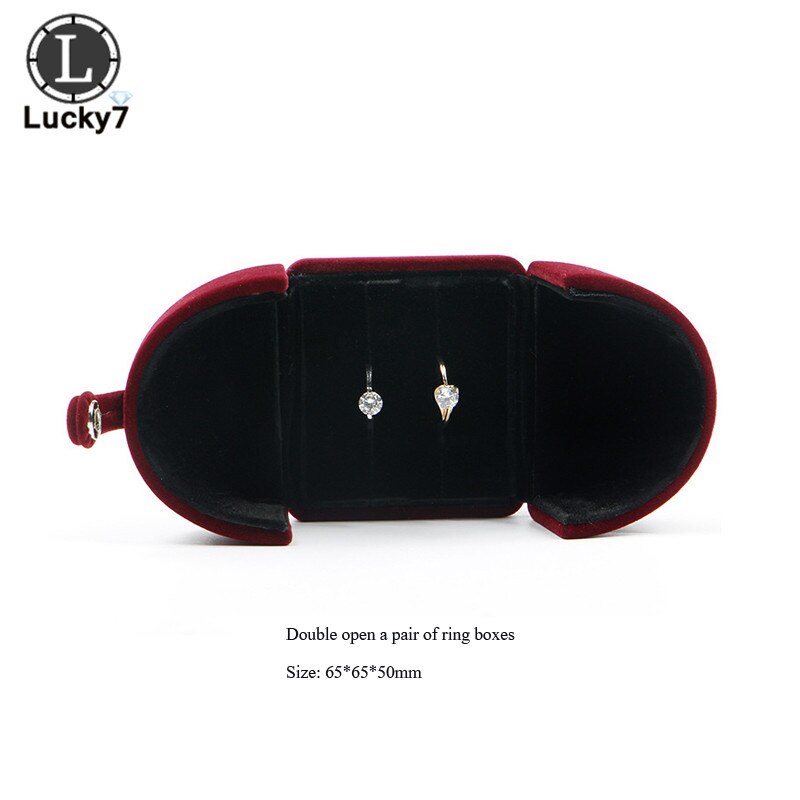 Simple red double open marriage jewelry box wedding ring pendant ring box bracelet necklace wedding box: Double ring box