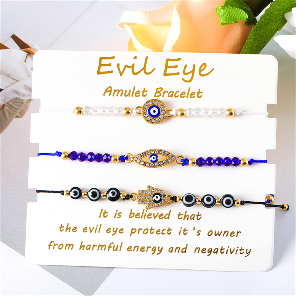 Pulseras turcas contra el mal de ojo para hombres y mujeres, tobillera trenzada de amistad, de protección hecho a mano, joyería de deseo de la suerte, 2-3 piezas por juego: Color dorado