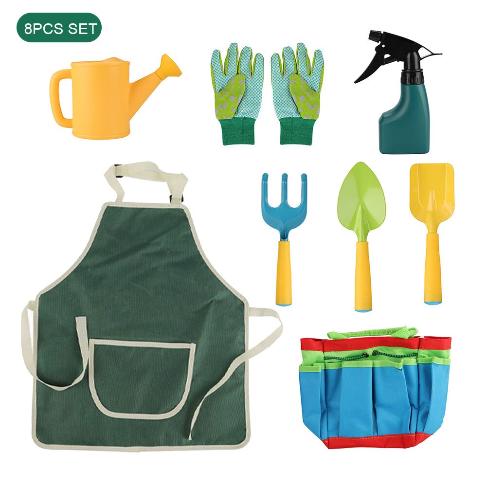 Juguete para niños, pala de jardín, mandil de herramientas, guantes de riego, minijuego de herramientas de jardinería multifuncional