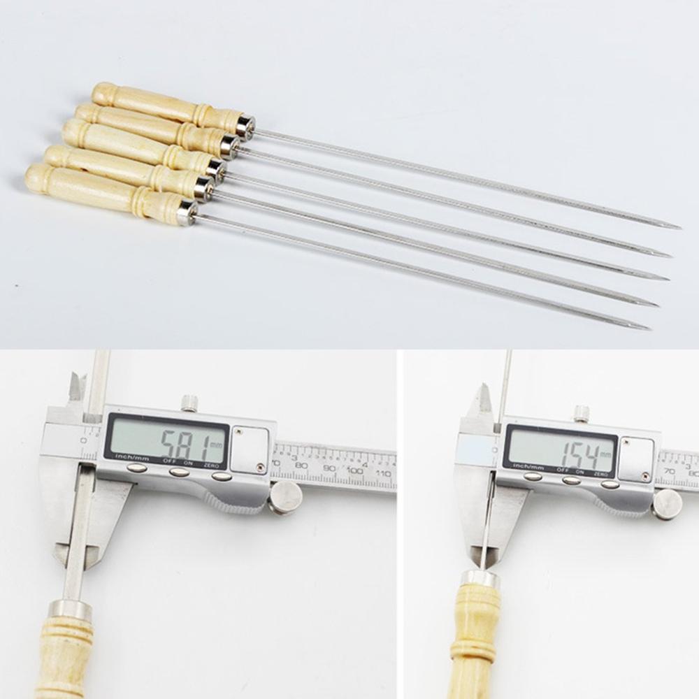 Set De 8 Brochetas De Acero Inoxidable Para Barbacoa - Pinchos Reutilizables Con Mango De Madera, Ideales Para Kebabs Y Asados