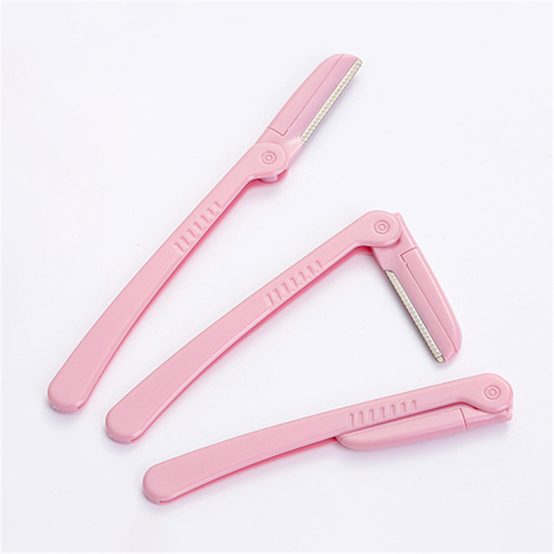 3 stks/set Roze Opvouwbare Wenkbrauw Trimmer Okselhaar Scheermes Schoonheid Gezicht Eye Brow Shaper Scheerapparaat Roestvrijstalen Messen Makeup Tools