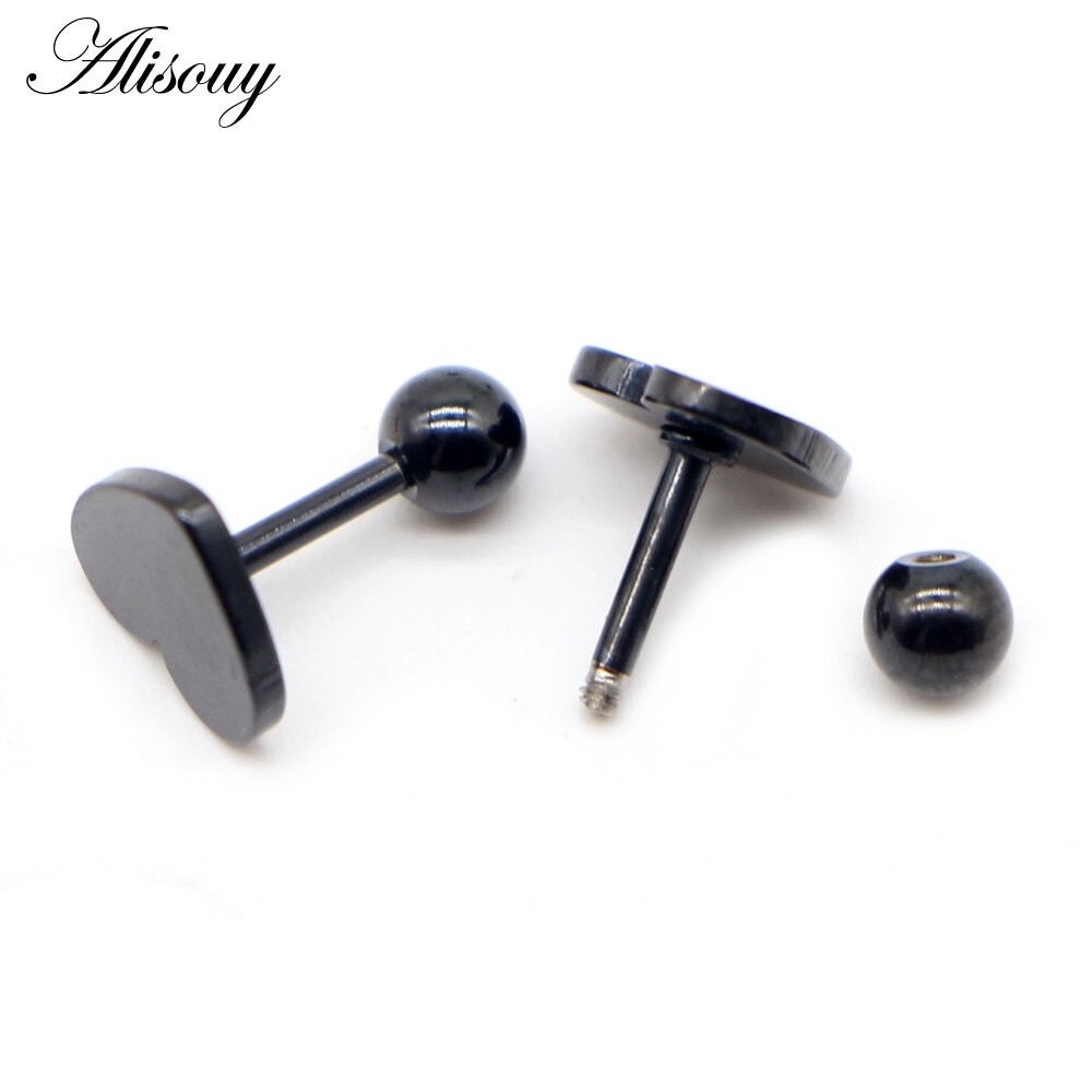 Alisouy 2Pcs Rvs Oorbellen Kleine Engagement Minimalistische Hart Liefde Stud Goud Zilver Kleur Stud Oorbellen Leuke