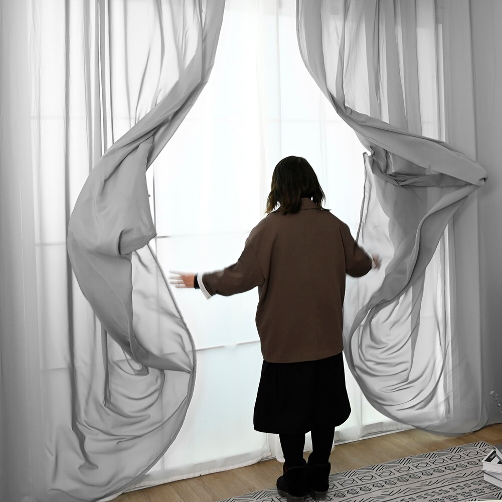 Sheer Window Curtains Tulle Voile Home Fabric Drapes for Living Room Study Bedroom Kitchen