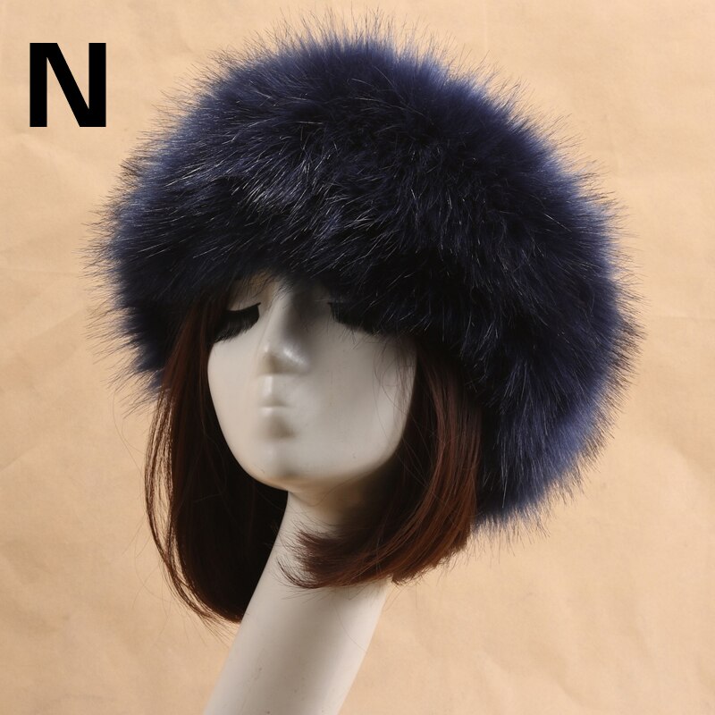 Winter Elastische Oorbeschermers Tulband Dikke Harige Haarband Fluffy Russische Faux Fur Vrouwen Bont Hoofdband Hoed Outdoor Earwarmer Ski Hoeden: 14