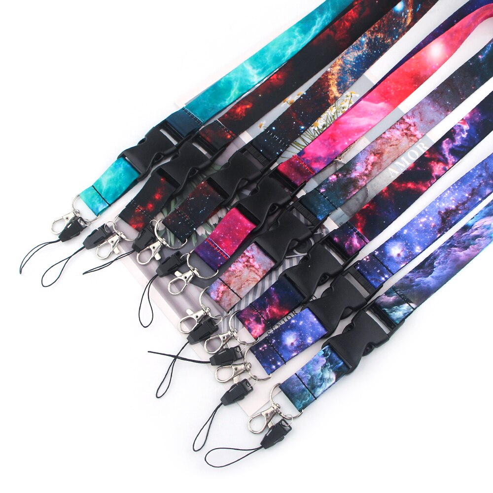LX584 Romantic Starry Sky Keychain Neckband Lanyard USB ID Card Badge Holder Lanyard Mobile Phone Accessories Cute For