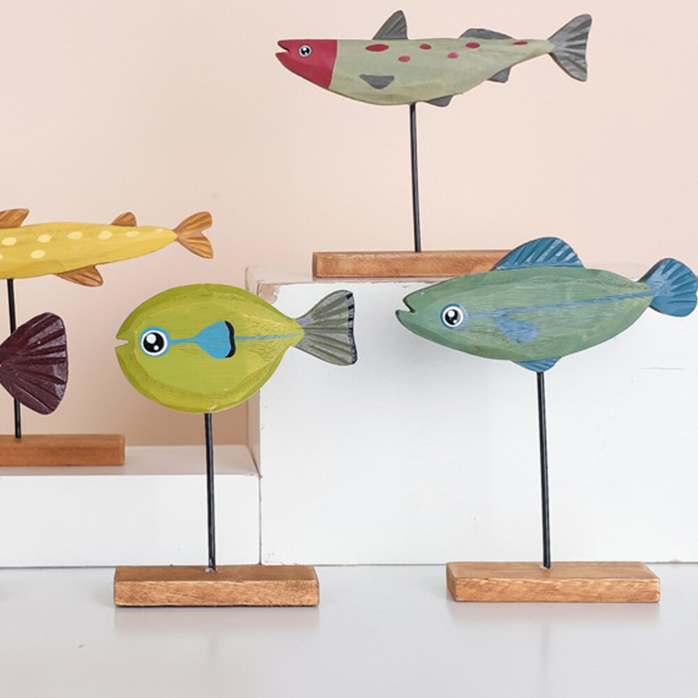Christmas Fish Shape Table Wooden Craft Decor Lovely Animals Desktop Ornament