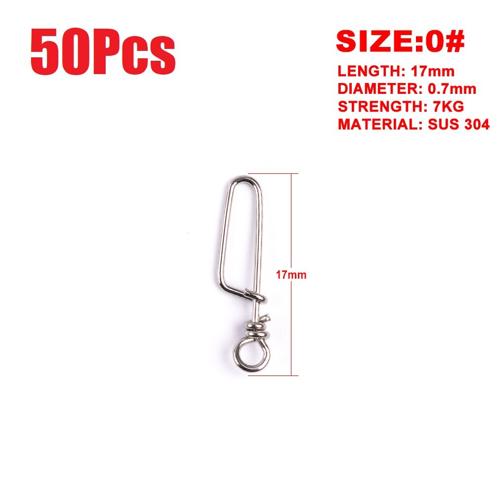 50pcs/bag Stainless Steel Hook Fast Clip Lock Snap Swivel Solid Rings Safety Snaps Fishing Hook Connector grip swivel articulos: 0  50pcs