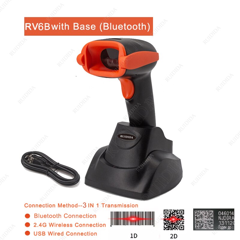 Bluetooth Barcode Scanner 2D Drahtlose Bar code Scanner 2d QR Code Reader Verdrahtete Handheld Reader PDF417 für IOS Android Telefon PC
