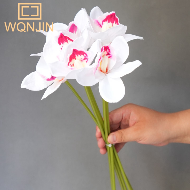 Neue 6 teile/los Herbst Schmetterling Orchidee Vasen für Wohnkultur Hochzeit dekorative Pflanzen Weihnachts künstliche Blumen: Weiß