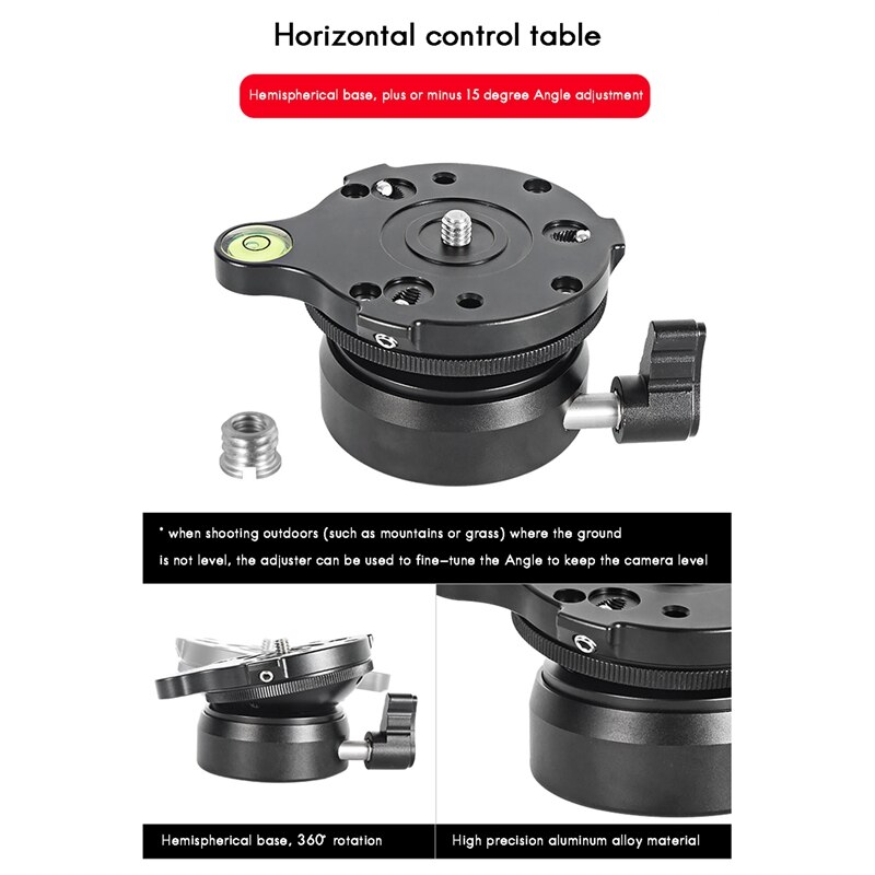 DY-60N Tripod Head Leveling Base Adjusting Plate with Bubble Level for DSLR Camera