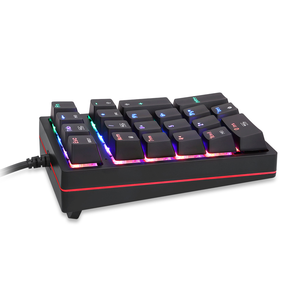 Motospeed K24 Macro Mechanical Numeric Keypad Wired 21 Keys RGB Backlight Numpad Gaming Keyboard Red Blue Switch For PC Notebook