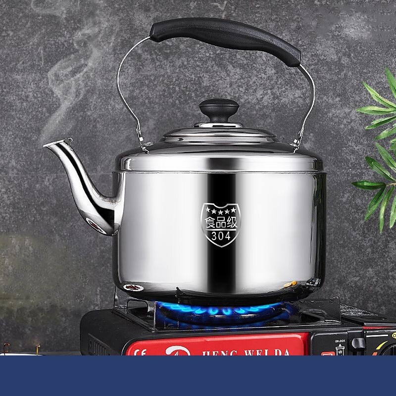 Roestvrijstalen ketel met grote capaciteit, fluitend, gas, gasinductiekookplaat, theepot, waterkoker, metalen theeketel, kampeerkeuken