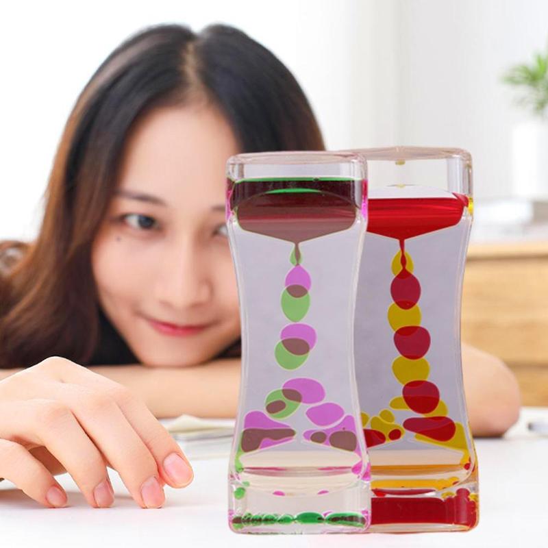 Reloj de arena G2U2 para personas con autismo, juguete sensorial visual, líquido temporizador de vidrio especial flotante, necesita movimiento Visual y aceite