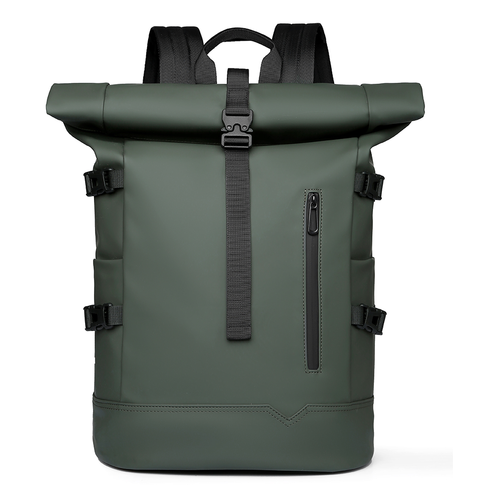 Wodoodporny, trwały plecak na zewnątrz Roll Top Fashion Casual Backpack for Hiking Travel Men Women Daily Commute: green